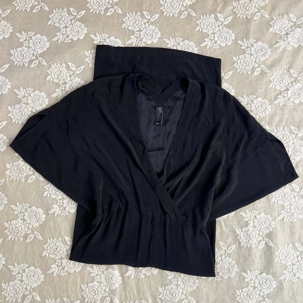 Zero + Maria Cornejo Aki Black Silk Charmeuse Midi Dress Size 4